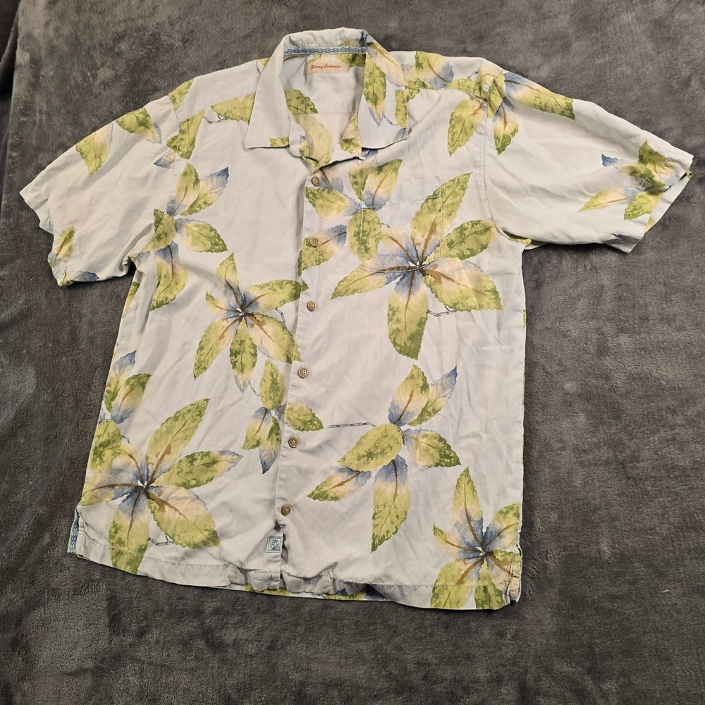 Tommy Bahama Shirt Men XL Tropical Blue Green Leaf Print Short Sleeve Vacation - Picture 4 of 16